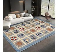 UUZEAI Alfombra de diseño marítimo para Sala de Estar, Dormitorio, Ancla Costera, timón, Faro, Alfombra Antideslizante Lavable para Comedor y Cocina, 180x240cm