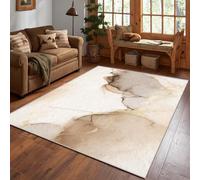 UUZEAI Alfombra Minimalista Moderna de Lujo para Sala de Estar y Dormitorio, con Textura Abstracta de mármol marrón, Antideslizante, Lavable, Grande, para Interior, 160x200cm