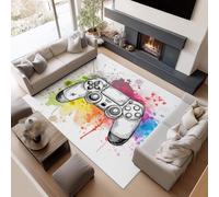 UUZEAI Alfombra Moderna para Sala 40 x 60 cm, diseño de Grafiti Abstracto Colorido, temática Deportiva, Antideslizante, Lavable, para Dormitorio de Adolescentes, Color Blanco