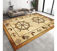UUZEAI Alfombra náutica para Sala de Estar, Estilo Vintage costero con patrón de timón, Antideslizante y Lavable, para Cocina y Dormitorio, 150x240cm