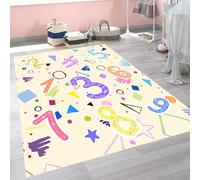 UUZEAI - Alfombra Suave para Dormitorio Infantil, diseño de Grafiti Colorido con números, Lavable, para Sala de Juegos, guardería, Alfombra de Aprendizaje Antideslizante (100 x 120 cm)