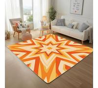 UUZEAI Alfombra Vintage Naranja de los años 70 para Sala de Estar, con Estampado geométrico de pentáculo, Antideslizante, Lavable, para Dormitorio, 200x290cm
