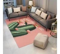 UUZEAI Alfombras de Cactus Tropicales para Sala de Estar, Dormitorio, diseño de Flores Rosas, Antideslizante, Lavable, Fina, para Comedor, 120x160cm