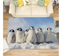 UUZEAI Alfombras de pingüino para habitación Infantil, Alfombra Antideslizante Lavable con Estampado 3D de Animales Polares para Sala de Estar, Dormitorio de niños y niñas, 180x240cm