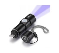 UV 365nm Flashlight USB Rechargeable Ultraviolet Light led Blacklight Wood's lamp Portable Mini Detector for Dog/Cat Urine Pet Stains, Anti-counterfe