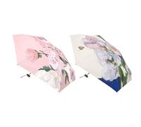UV-Protective - Dual-Use Sun & Rain Umbrella - Compact Portable Pocket Umbrella With Windproof Floral Six-Fold Design | Elegant Flower Outside & Black Inside For Travel, Beach, Hiking & Commuting