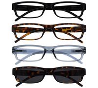 UV Reader La Compañía Gafas De Lectura Negro Marrón Gris Lectores Con Marrón UV400 Lectores De Sol Valor Pack 4 Hombres Mujeres RRRS32-1272 +2,00