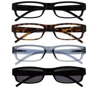 UV Reader La Compañía Gafas De Lectura Negro Marrón Gris Lectores Con Negro UV400 Lectores De Sol Valor Pack 4 Hombres Mujeres RRRS32-1271 +2,50