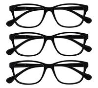 UV Reader Negro Ligero Gafas De Lectura Valor Pack 3 Estilo Diseñador Hombres Mujeres Inc Caso UVR3PK027BLK +3,00