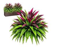 UV-Resistant Artificial Fern Plants - 19.7" Faux Persian & Dracaena Greener