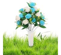 UV Resistant Artificial Flowers For Grave - Weatherproof Cemetery Memorial , Fade Shield Gravesite Floral Bouquet, Secure Ground Spike Decor | For Cemetery