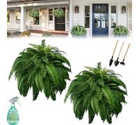 UV Resistant Lifelike Artificial Boston Fern, Faux Ferns Plants Outdoor Hardy, 24-59" Fake Boston Fern with 38/60/88/108 Fronds, Realistic Outdoor Artificial Plants Decorations (43in-60 Fronds, 2Pcs)