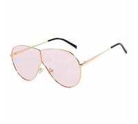 Uv400 Vintage Gafas De Lujo Mujeres for Hombres Sombras Marco Grande A Prueba De Viento Punk(Gold Pink)