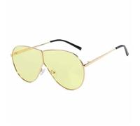 Uv400 Vintage Gafas De Lujo Mujeres for Hombres Sombras Marco Grande A Prueba De Viento Punk(Gold Yellow)