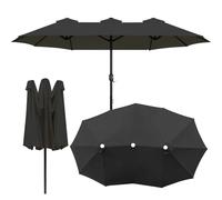 UV50+ Toldo De Repuesto Para Sombrilla Doble Terraza Exterior 12 Varillas, 465x270cm Impermeable Tela De Paraguas Para Sombrilla Rectangular Extra Grandes Mesa De Jardín, Cubierta De Recambio(Black)