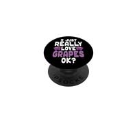 UVA Kawaii para los Amantes de la UVA - Lindo I Love Grapes Ok PopSockets PopGrip Adhesivo