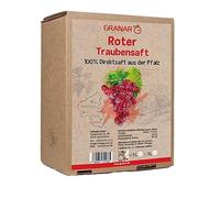 Uvas de zumo directo rojo del palatino, 100% zumo de uva rojo, vegano y sin aditivos, caja de 5 litros