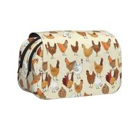 UVBDF A Brood of Chickens Printing School - Estuche organizador de lápices de doble capa para niños, bolsa de papelería, Black, Talla única, Organizador de bolsas