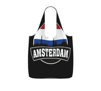 UVBDF Amsterdam Skyline - Bolsa de comestibles reutilizable con estampado holandés, 25 l, poliéster, lavable, para viajes, vacaciones