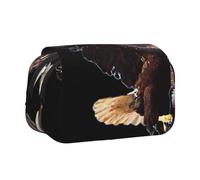 UVBDF An Eagle Printing - Estuche organizador de doble capa para lápices, bolsa de papelería para niños, Black, Talla única, Organizador de bolsas