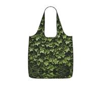 UVBDF Bolsa de comestibles con estampado de hiedra y espirales florales, reutilizable, plegable, de poliéster de 25 l, lavable, para viajes, vacaciones