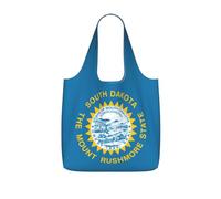 UVBDF Bolsa de comestibles reutilizable con estampado de la bandera de Dakota del Sur, 25 L, poliéster, lavable, para viajes, vacaciones
