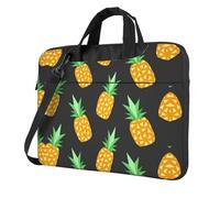 UVBDF Bolsa de hombro minimalista con estampado de piña amarilla, simple, ligera, portátil, para hombre, regalo de cumpleaños, Black, 15.6 inch