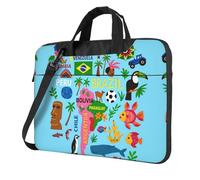 UVBDF Bolsa de hombro minimalista para laptop, diseño de mapa de América del Sur con iconos, simple, ligera, portátil, para hombre, regalo de cumpleaños, Black, 15.6 inch
