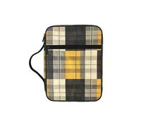 UVBDF Bolsa de protección bíblica con estampado a cuadros amarillos, grises y negros, resistente al desgaste, para viajes, iglesia y clase bíblica