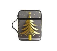 UVBDF Bolsa de protección bíblica impresa con diseño de árbol de Navidad con purpurina dorada, resistente al desgaste, para viajes, iglesia y clase bíblica