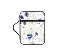 UVBDF Bolsa de protección bíblica impresa con diseño de flores y acianos, resistente al desgaste, para viajes, iglesia y clase bíblica
