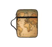 UVBDF Bolsa de protección de la Biblia impresa con diseño de mapa del mundo, resistente al desgaste, para viajes, iglesia y clase bíblica