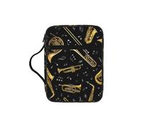 UVBDF Bolsa de protección de la Biblia impresa con estilo de instrumentos musicales, resistente al desgaste, para viajes, iglesia y clase bíblica