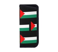 UVBDF Bolsa portátil suave para gafas, diseño de bandera de Palestina, bolsa de gafas impresa multiusos para gafas, bolígrafos, auriculares y tarjetas, accesorio fácil de viajar, Negro, M