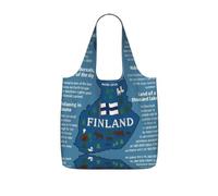 UVBDF Bolsa reutilizable plegable de poliéster de 25 l con diseño de mapa de Finlandia con varias hazañas, lavable, para viajes, vacaciones
