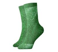 UVBDF Calcetines transpirables y cómodos con lentejuelas verdes, suaves que absorben la humedad para uso diario y gimnasio