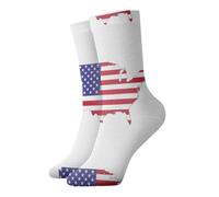 UVBDF Calcetines transpirables y cómodos con mapa de la bandera de Estados Unidos, calcetines suaves que absorben la humedad para uso diario y gimnasio