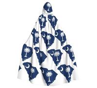 UVBDF Capa con capucha de poliéster con diseño de mapa de la bandera de Carolina del Sur para adultos, capa de bruja de mago para Halloween, día de San Patricio