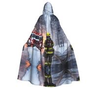 UVBDF Capa con capucha de poliéster con llama de bombero para adulto, capa de bruja mago para Halloween, día de San Patricio