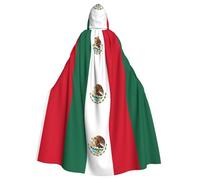 UVBDF Capa de poliéster con capucha de la bandera de México para adultos, capa de bruja de mago para Halloween, día de San Patricio