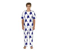 UVBDF Conjunto de pijama para hombre con estampado de mapa de la bandera del estado de Alaska, camisa de cuello redondo, pantalones de pijama de longitud completa, conjunto de ropa de descanso para