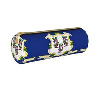 UVBDF Connecticut - Estuche de papelería escolar con la bandera del estado, bonito soporte para lápices para niños y niñas, estuche para bolígrafos para personas mayores, regalo para niños, White