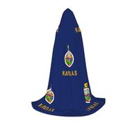 UVBDF Disfraz de la bandera del estado de Kansas con capucha para adolescentes, gótico, medieval, cosplay, teatro