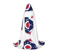 UVBDF Disfraz de la bandera del estado de Ohio con capucha para adolescentes, gótico, medieval, cosplay, teatro