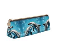 UVBDF Estuche escolar Dolphins in Love para niños con cremallera, pequeñas bolsas simples para bolígrafos, estuche de maquillaje cosmético, White, Talla única, Organizador de bolsas