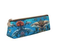UVBDF Estuche organizador de cosméticos con diseño de delfines, tiburón, arrecife de coral, portátil, de gran capacidad, White, Talla única, Bolsa de maquillaje