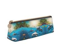 UVBDF Estuche organizador de cosméticos con diseño de delfines, tortugas marinas, tiburones, pulpo, coral, papelería, gran capacidad, White, Talla única, Bolsa de maquillaje