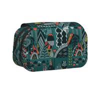 UVBDF Estuche organizador de doble capa con estampado de animales escandinavos, bolsa de papelería para niños, Black, Talla única, Organizador de bolsas