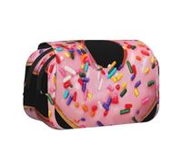 UVBDF Estuche organizador de doble capa con estampado de rosquillas de fresa para niños, bolsa de papelería para niños, Black, Talla única, Organizador de bolsas