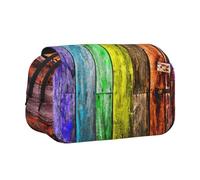 UVBDF Estuche organizador de lápices de madera de doble capa con diseño de tablero de madera para niños, bolsa de papelería para regalo, Black, Talla única, Organizador de bolsas